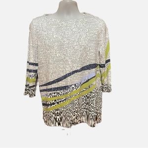 Women’s Chico’s Top Size 1 Tunic 60% Cotton 40% Model 3/4 Sleeve